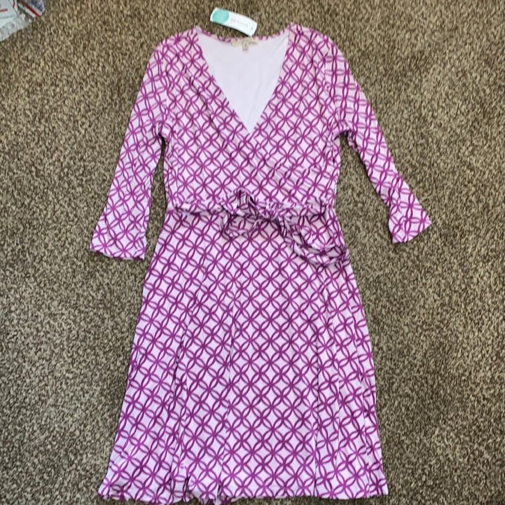 41 Hawthorn Pink Geometric Wrap Dress